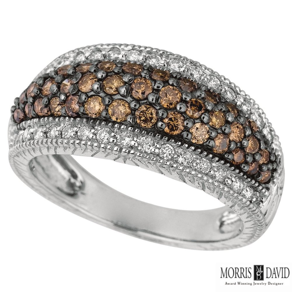 1.00 Carat Champagne and White Diamond Pave Ring